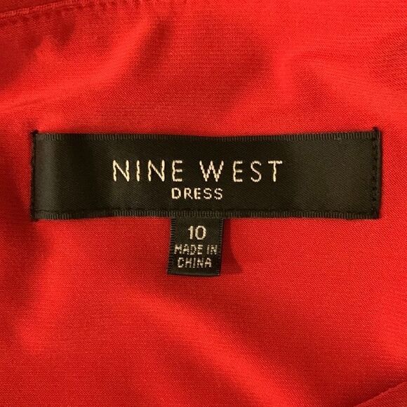 Nine West Red cowl neck draped long sleeve dress - Picture 11 of 13